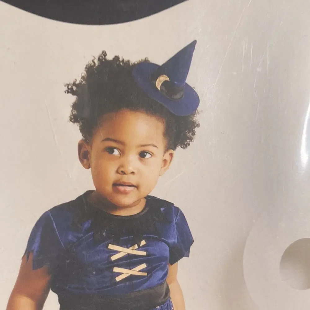 NWT Toddler Girl 4t-5t witch dress and headband Halloween Costume Navy Dress